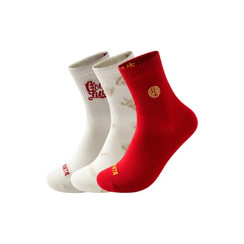 Anta Колено High Носки Унисекс Белый Красный