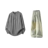 Тёмно-серые + жёлтые грязные джинсы с флисовой подкладкой