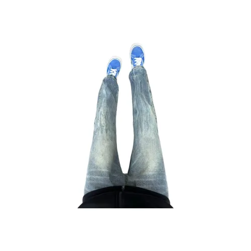 DUATOGE Светло-синие джинсы для мужчин с эластичным поясом