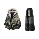 Камуфляж + Черный Джинсы с Флисовой Подкладкой