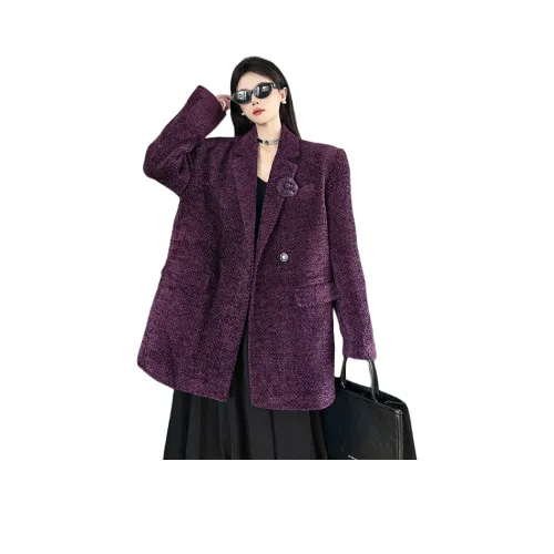 ZEKIKO STUDIO Фиолетовый Утепленный Пальто с Подкладкой для Женщин