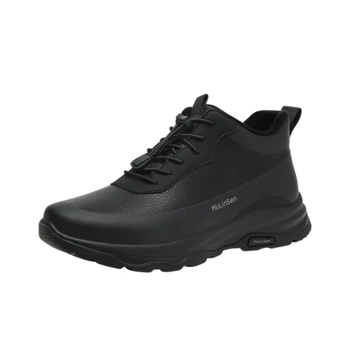 Mulinsen Утепленная обувь Термическая Высота Увеличивающая Износостойкая MID Повседневная обувь Мужская Черная