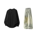 Чёрный + Желтый Грязь Джинсы с Флисовой Подкладкой