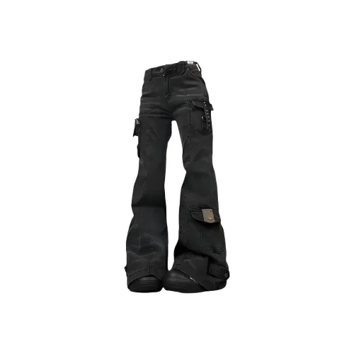 W7H1 Черный Серый Унисекс Джинсы