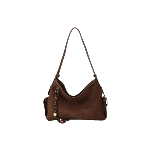 BEGOOER Кожа Бархат Сумка через плечо Средняя Женская Карамельно-коричневая