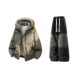 Кофейный + Черный Джинсы с флисовой подкладкой