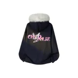 Темно-синий с белым мехом