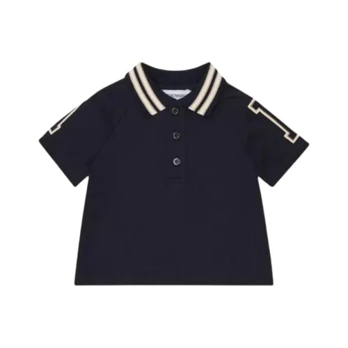 Emporio Armani Т-рубашка из жерси с поло и увеличенной вышивкой EA цвет морской синий для младенцев и малышей