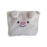 Плюшевый мешок для хранения - цвет экрю, с изображением поросенка