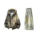 Кофейный & Желтый Грязь Джинсы с Флисовой Подкладкой