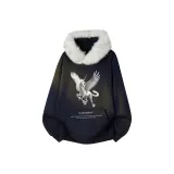 Темно-синий с белым мехом