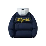 Темно-синий с серым капюшоном