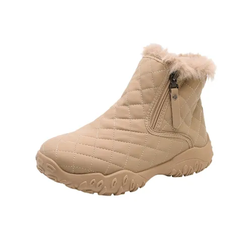 JX В клетку Узор Гранулярная Подошва Однотонный Снежные Ботинки Короткие Женские