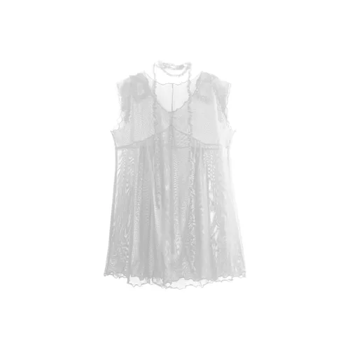 NOFFICIALNOFFICE Прозрачное Сетчатое Платье с Лентой Без Рукавов Женское