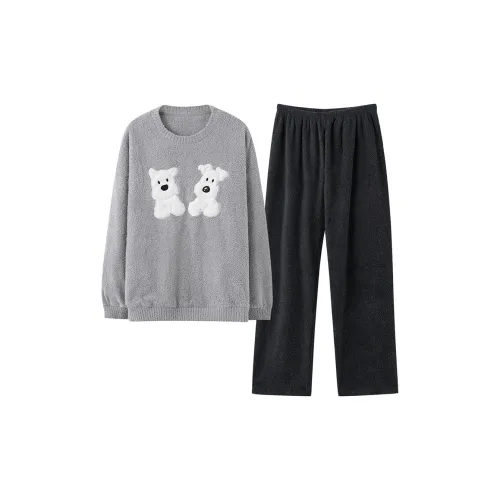 MAKEGONGZHU WZTR95900 Счастье Щенок Пара Мужской Мужской Пижамные комплекты