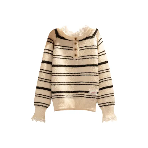 SIBAISHE Черный Rice Полосы Женские Свитеры
