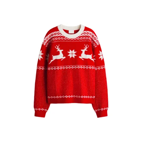 H M Red Pattern Women's Sweaters H M Красный Узор Женские Свитера