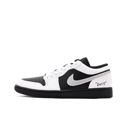 Jordan Air Jordan 1 Амортизация Износостойкие Низкие Кроссовки для Баскетбола Винтажные Унисекс Черные Серые