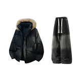 Чёрный + Чёрный Джинсы с Флисовой Подкладкой