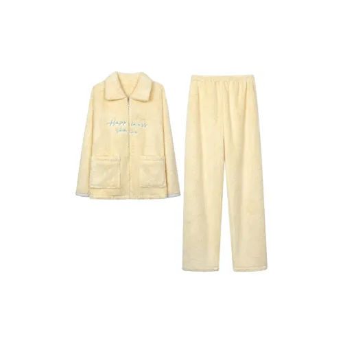 JUNEI Бежевый Желтый Женские Пижамные Комплекты