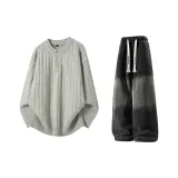 Светло-серый + черный джинсы с флисовой подкладкой