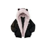 Чёрный Розовый Хлопковый пуховик