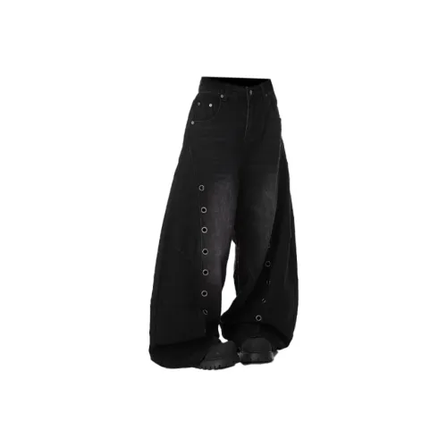 SNEIKLAU Черный [Осенний Теплоизоляционный] Унисекс Джинсы