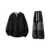 Чёрный + Чёрный Джинсы с Флисовой Подкладкой