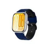 Сапфир Синий Черный Ромб Узор Двухцветный Силиконовый Ремешок + Серебряный Соединение