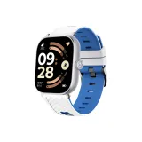 Белый Синий-Ромб Узор Двухцветный Кремниевый Ремешок + Серебряный Соединение