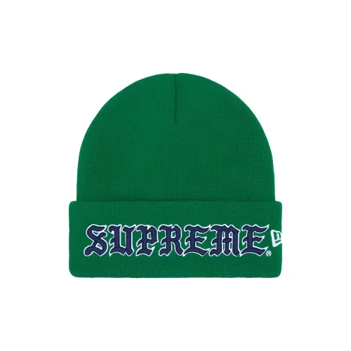 Supreme x New Era Акриловые шапки-бини Унисекс Зеленый Белый Красный Светло-синий Черный
