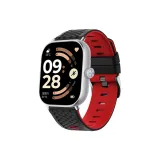 Чёрный Красный-Ромб Узор Двухцветный Кремниевый Ремешок + Серебряный Соединение