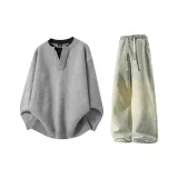 Тёмно-серые + жёлтые грязные джинсы с флисовой подкладкой