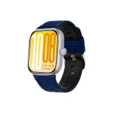 Сапфир Синий Черный Ромб Узор Двухцветный Силиконовый Ремешок + Черный Соединение