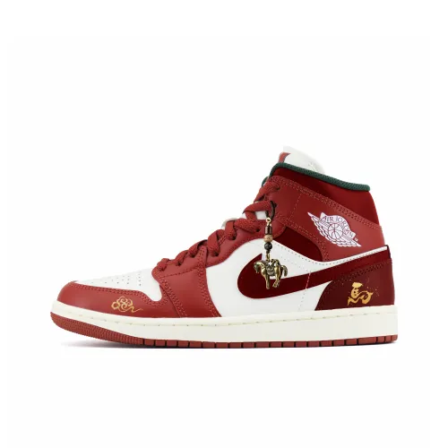 Jordan Air Jordan 1 Immediate Успех Лошадь Год Удачи Устойчивые к истиранию MID Топ Винтажные баскетбольные кроссовки