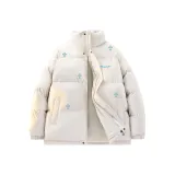 Бежевый, белый, синий [воротник-стойка]