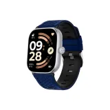 Сапфир Синий Черный Ромб Узор Двухцветный Силиконовый Ремешок + Черный Соединение