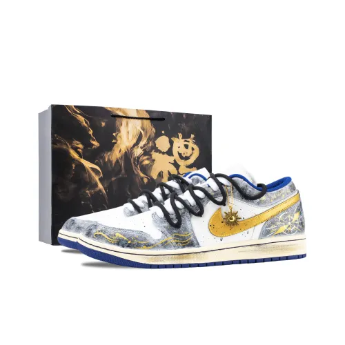 Jordan Air Jordan 1 Золотистая Точка Звездная Путь Устойчивые к Износу Винтажные Баскетбольные Кроссовки Мужские