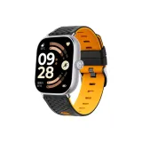 Чёрный, жёлтый, ромб, узор, двухцветный, кремниевый ремешок + серебряное соединение