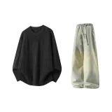 Чёрный + Желтый Грязь Джинсы с Флисовой Подкладкой