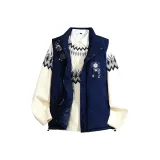 Темно-синий синий жилет + бежевый свитер