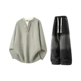 Светло-серый + черный джинсы с флисовой подкладкой