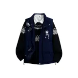 Темно-синий синий жилет + черный свитер