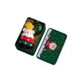 B7 Пряжа Рождество Украшение - Зеленый Медвежонок Рождество Деревья + Зеленая Железная Коробка