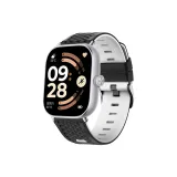 Чёрный Белый-Ромб Узор Двухцветный Кремниевый Ремешок + Серебряный Соединение