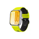 Светло-желтый, черный, ромб, узор, двухцветный, силиконовый ремешок + серебряный соединитель