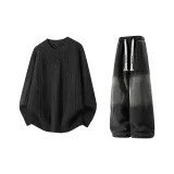 Чёрный + Чёрный Джинсы с Флисовой Подкладкой