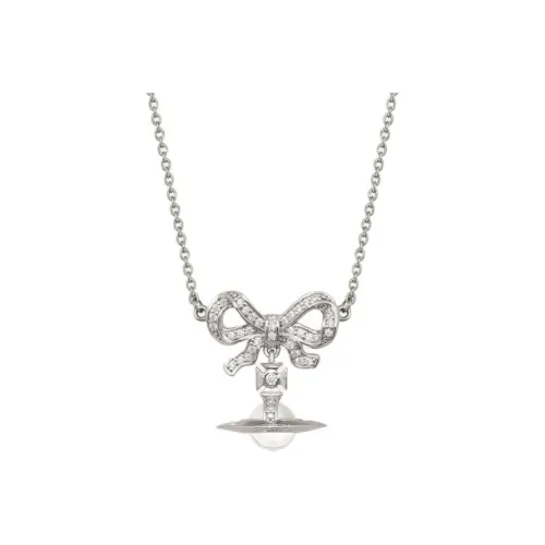Vivienne Westwood Crystal Recycled Silver Necklaces Unisex Platinum Вивьен Вествуд Кристалл Переработанный Серебряный Ожерелье Унисекс Платина