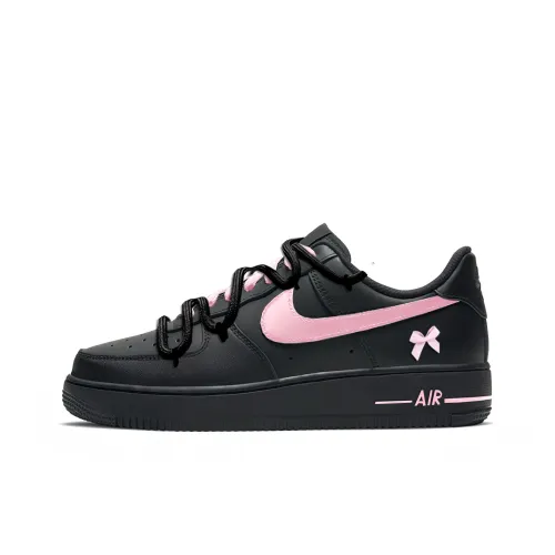 Nike Air Force 1 Sweet Knot Устойчивые к истиранию Низкие Кроссовки для скейтбординга Женские Черные Розовые