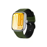 Военный Зеленый-Черный Ромб Узор Двухцветный Силиконовый Ремешок + Черный Интерфейс